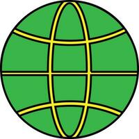 Earth globe in green and yellow color. vector