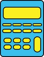 Isolated calculator in yellow and blue color. vector