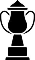 Black and White champion trophy cup icon in flat style. vector