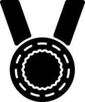 Medal or badge glyph icon in Black and White color. vector