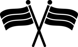 Crossed flage glyph sign or symbol in flat style. vector