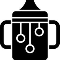 Baby cup or baby sipper glyph icon. vector