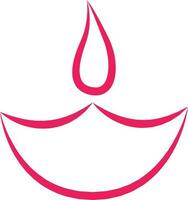 Line art illustration of diya oil lamp in pink color. vector