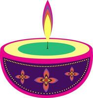 Floral pattern decorated diya. vector