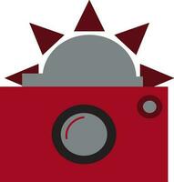 Red and black camera with grey and brown sunlight mode. vector