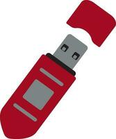 Flash drive in red and grey color. vector