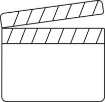 Black line art illustration of a clapperboard. vector