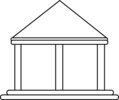 Black line art illustration of a house in flat style. vector
