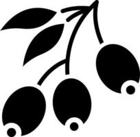 aceituna icono en negro y blanco color. vector