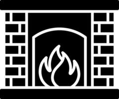 Black and White illustration of fireplace icon. vector