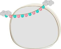 Blank frame with colored bunting. vector