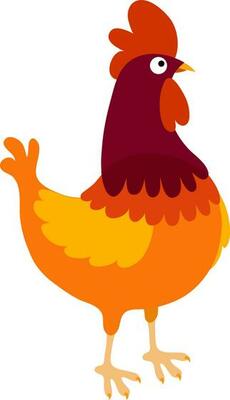 Illustration of colorful hen icon.