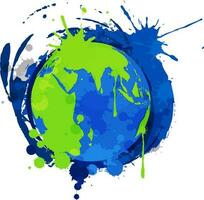 Splash blue and green on earth globe. vector