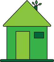 Illustration of leaf on hut in green color. vector