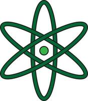 Green atom icon on white background. vector