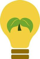 Yellow and brown Eco Bulb icon for save energy concept. vector