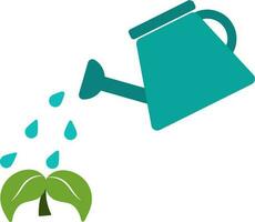 Watering can with green plant icon for Plantation concept. vector