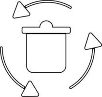 Recycle Garbage concept with Trash bin icon in line art. vector