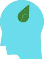 Green leaf in blue human brain. vector