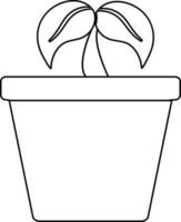 Plant in pot, Line art icon for Ecology concept. vector