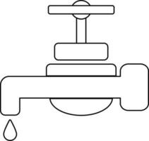 Delgado línea icono de agua grifo para salvar agua concepto. vector