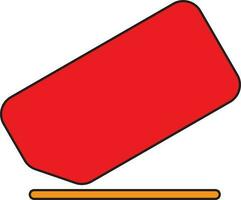 Illustration of red color icon of eraser for education concept. vector