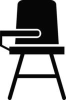 Glyph style of school desk chair icon in illustration. vector