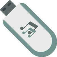 Music pen drive or USB icon in flat style. vector