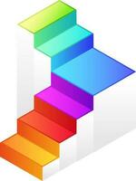 Colorful staircase infographic graph icon in 3d style. vector