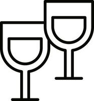 Line art illustration of two wine glass icon. vector