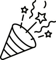 Line art illustration of party popper icon. vector