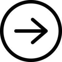 Right arrow or forward icon in line art. vector