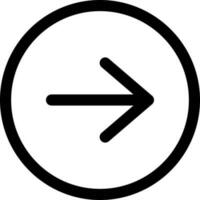 Right arrow or forward icon in line art. vector