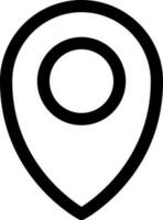 Black line art illustration of map pin icon. vector