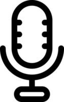 Microphone icon in black line art. vector