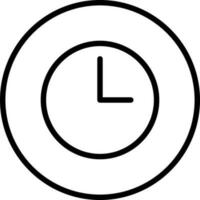 Black line art illustration of clock icon. vector