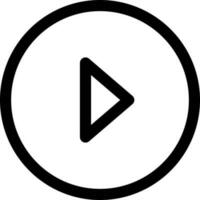 Black line art illustration of play button icon. vector