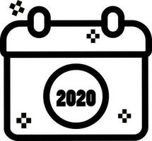 2020 calendar icon in line art. vector