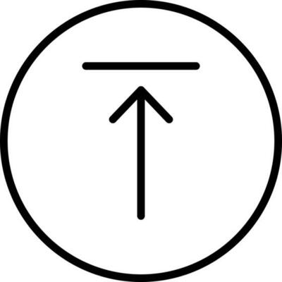 Black line art illustration of Upload button icon.