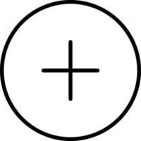 Plus or Add button icon in black line art. vector