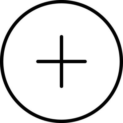 Plus or Add button icon in black line art.