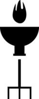 Flame torch on stand icon in glyph style. vector