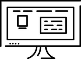 Computer icon or symbol in line art. vector