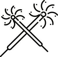 Line art firework stick icon in flat style. vector