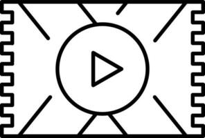 Video play strip icon in line art. vector