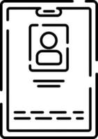 Identity card icon in line art. vector