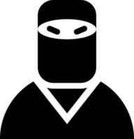 Vector illustration of ninja cartoon icon in glyph style.