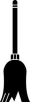 Glyph icon of broom in Black and White color. vector