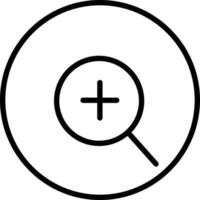 Plus Search icon in line art for Zooming concept. vector