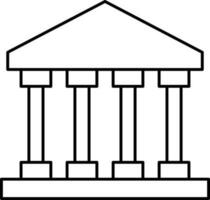 Line art style icon of Bank. vector
